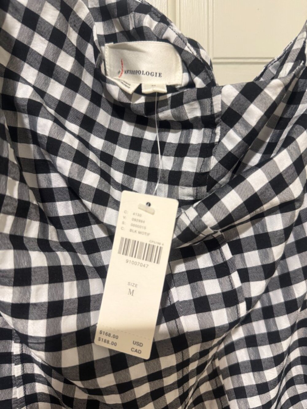 NWT Anthropologie One-Shoulder Gingham Midi Dress - Medium POCKETS! - Picture 7 of 8